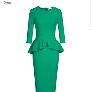 Green peplum dress